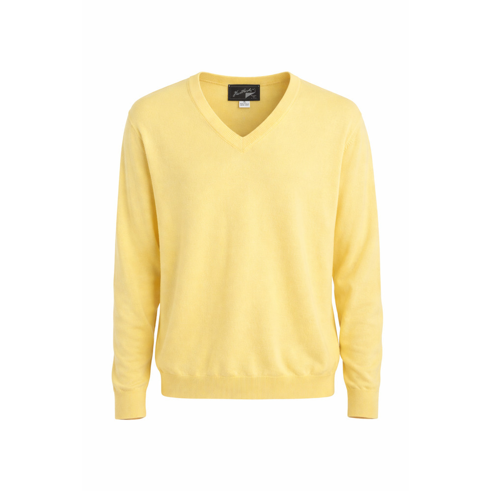 Hart Schaffner Marx Golf V-Neck Sweater Yellow Classic Preppy Made USA XL